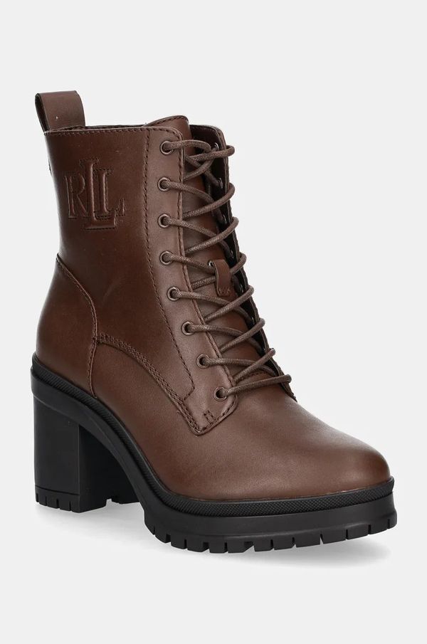 Lauren Ralph Lauren Kožne gležnjače Lauren Ralph Lauren Cameron za žene, boja: smeđa, s debelom potpeticom, 802937826002