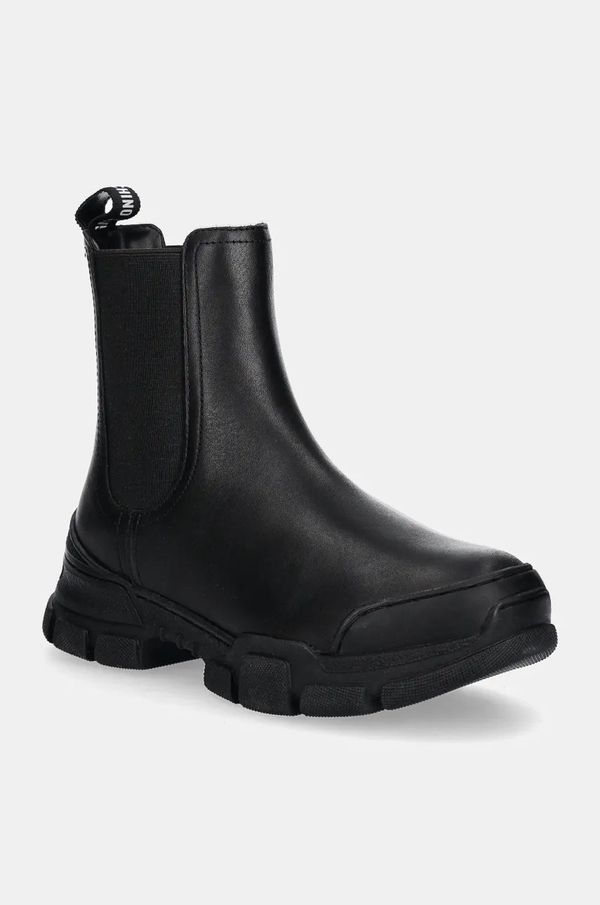 Love Moschino Kožne gležnjače Love Moschino za žene, boja: crna, ravni potplat, JA15504G0LIA0000