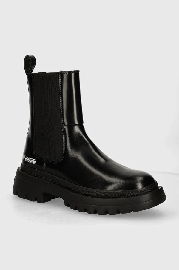 Love Moschino Kožne gležnjače Love Moschino za žene, boja: crna, s platformom, JA21035G1LJD0000