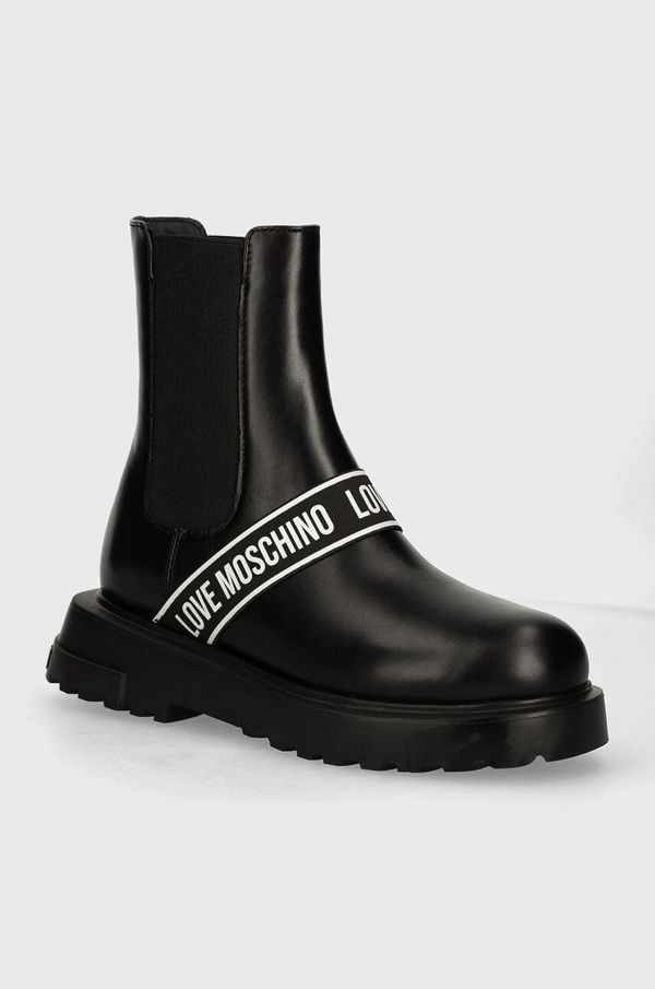 Love Moschino Kožne gležnjače Love Moschino za žene, boja: crna, s platformom, JA24104G1LIA0000