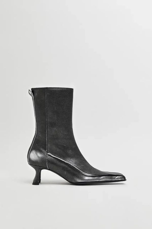 Miista Kožne gležnjače Miista Lynette za žene, boja: siva, s debelom potpeticom, MI_5584