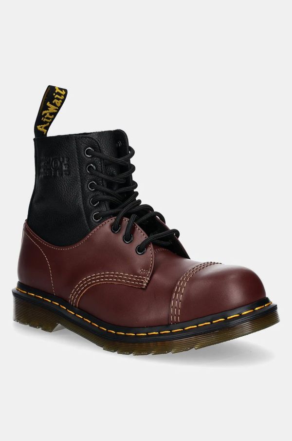 MM6 Maison Margiela Kožne gležnjače MM6 Maison Margiela MM6 Maison Margiela x Dr. Martens za žene, boja: bordo, ravni potplat, S66WU0125.P8029