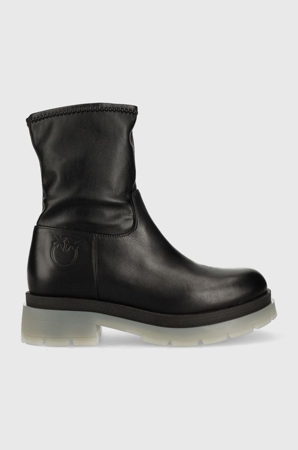 Pinko Kožne gležnjače Pinko Prezzemolo za žene, boja: crna, s platformom