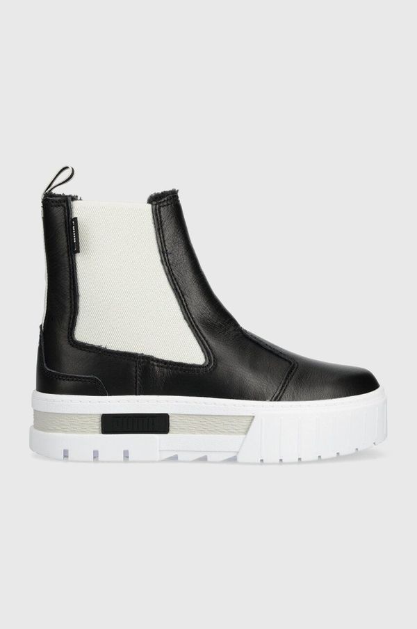 Puma Kožne gležnjače Puma Mayze Chelsea Winter Wns za žene, boja: crna, s platformom, sa srednje toplom podstavom