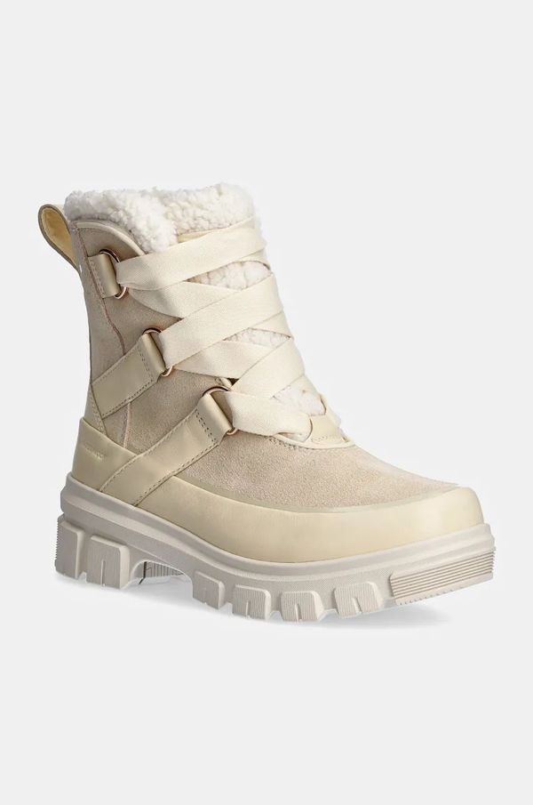 Sorel Kožne gležnjače Sorel TORINO V RESORT WP OUTDR za žene, boja: bež, s platformom, s toplom podstavom, 2106711292
