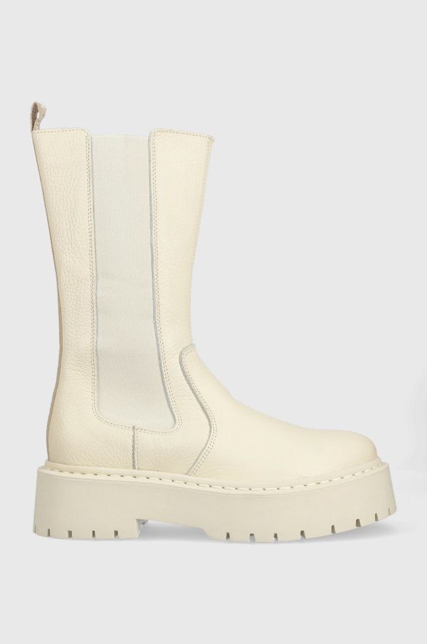 Steve Madden Kožne gležnjače Steve Madden Vivianne za žene, boja: bež, s platformom