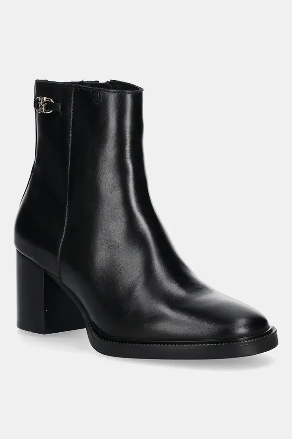 Tommy Hilfiger Kožne gležnjače Tommy Hilfiger STACKED HEEL LEATHER ANKLE BOOT