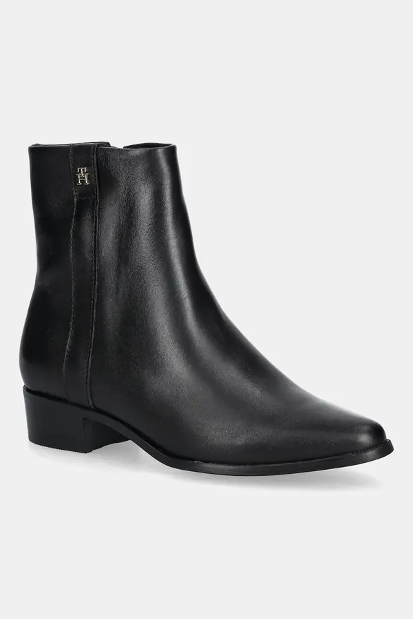 Tommy Hilfiger Kožne gležnjače Tommy Hilfiger TH LEATHER POINTY ZIP BOOTIE