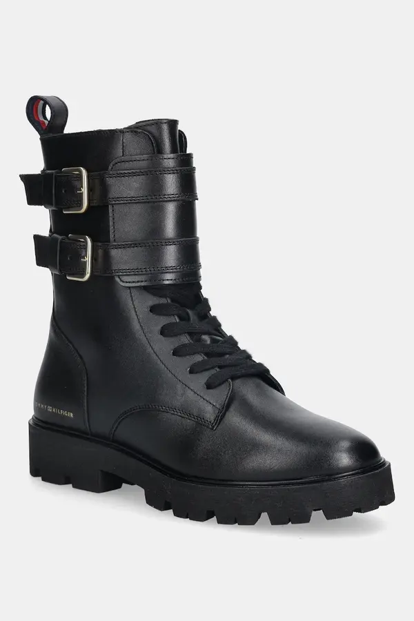 Tommy Hilfiger Kožne gležnjače Tommy Hilfiger TH LTHR BIKER LACEUP