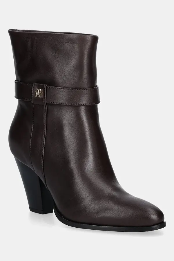 Tommy Hilfiger Kožne gležnjače Tommy Hilfiger TH T-STRAP LEATHER POINTY BOOTIE