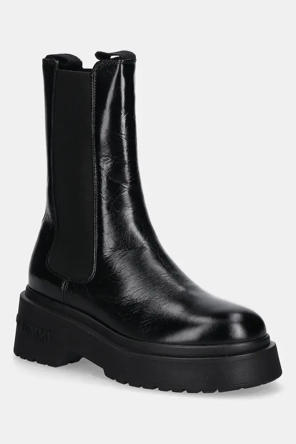 Tommy Jeans Kožne gležnjače Tommy Jeans CHUNKY SHINY LEATHER CHELSEA