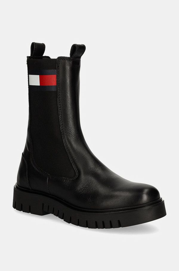 Tommy Jeans Kožne gležnjače Tommy Jeans TJW LONG CHELSEA BOOT za žene, boja: crna, s platformom, EN0EN02625