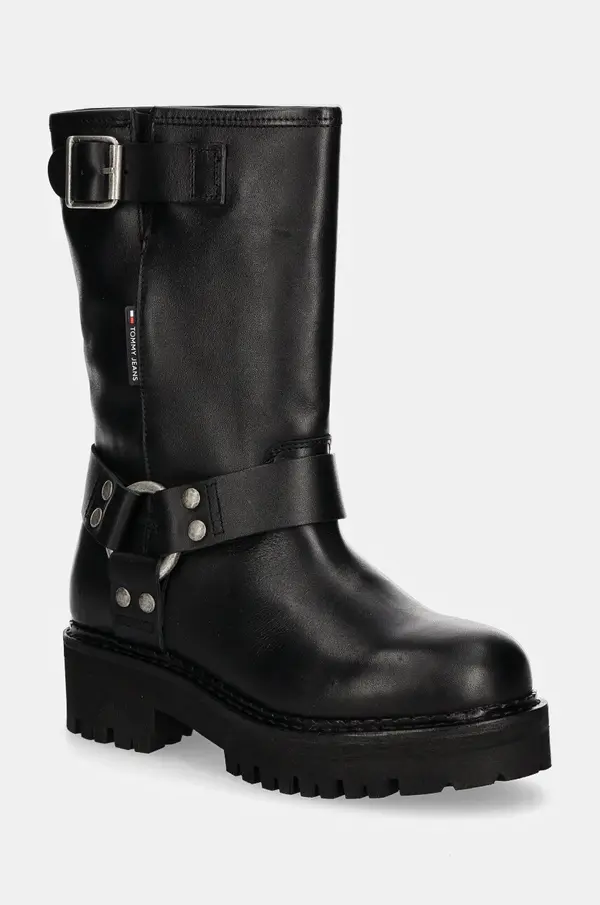Tommy Jeans Kožne gležnjače Tommy Jeans TJW URBAN BIKER BOOT LEATHER