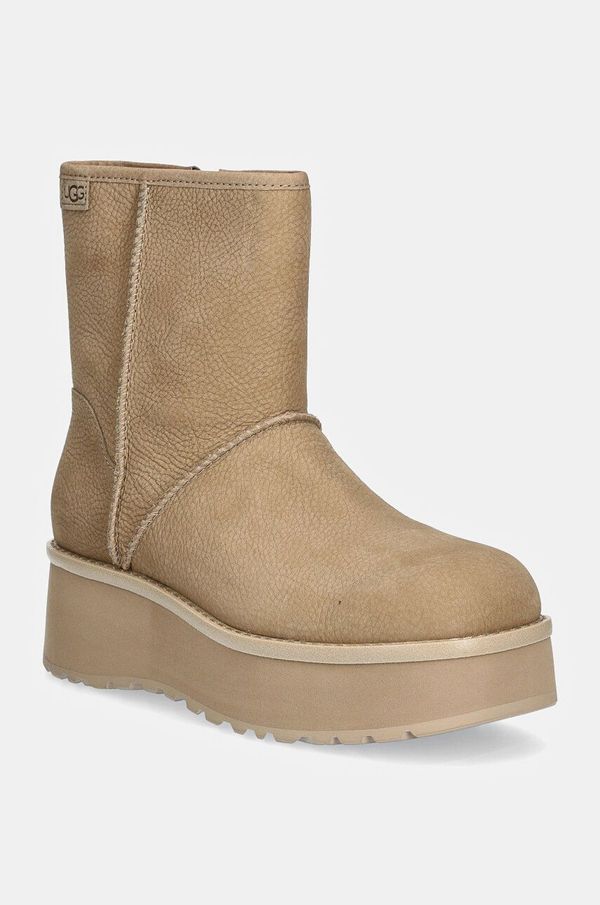 Ugg Kožne gležnjače UGG Cityfunc Mid boja: bež, s platformom, 1163030-MDSD