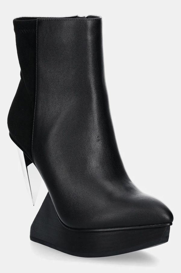 United Nude Kožne gležnjače United Nude Edge Bootie za žene, boja: crna, klin peta, 1085622916