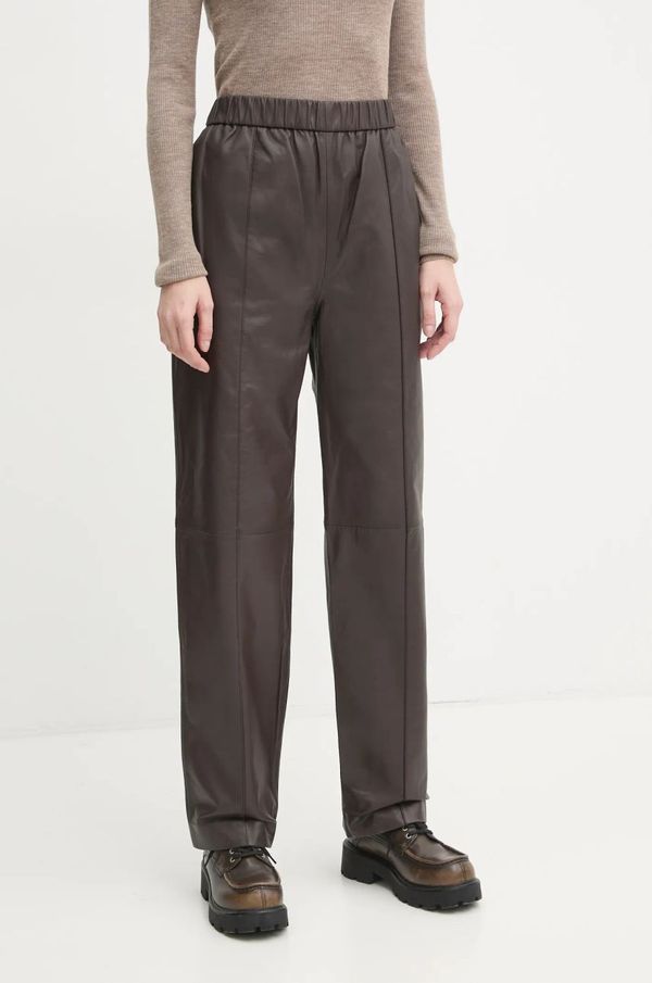 2NDDAY Kožne hlače 2NDDAY Jimone za žene, boja: smeđa, ravni kroj, visoki struk, 2251561672