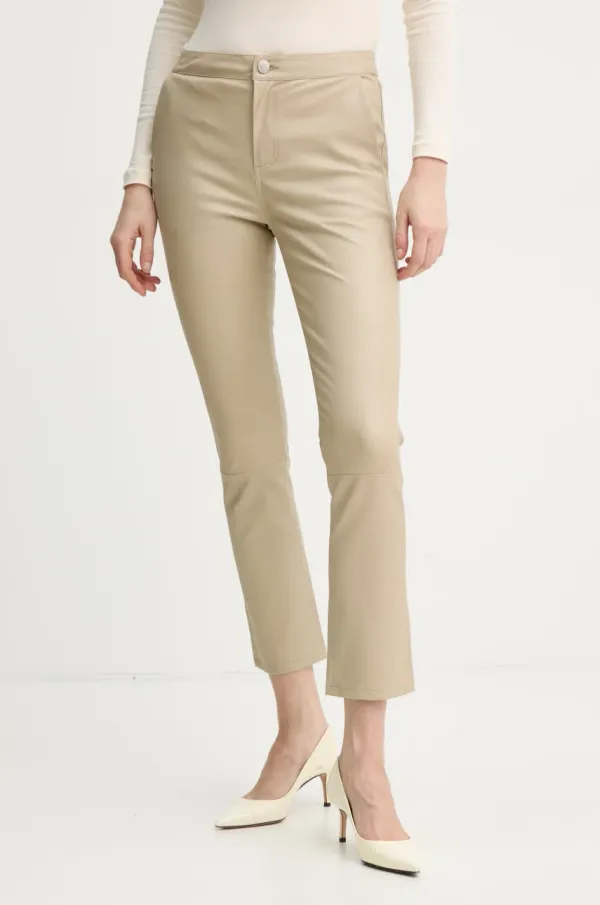 2NDDAY Kožne hlače 2NDDAY Leya za žene, boja: bež, uski kroj, visoki struk, 2252562673