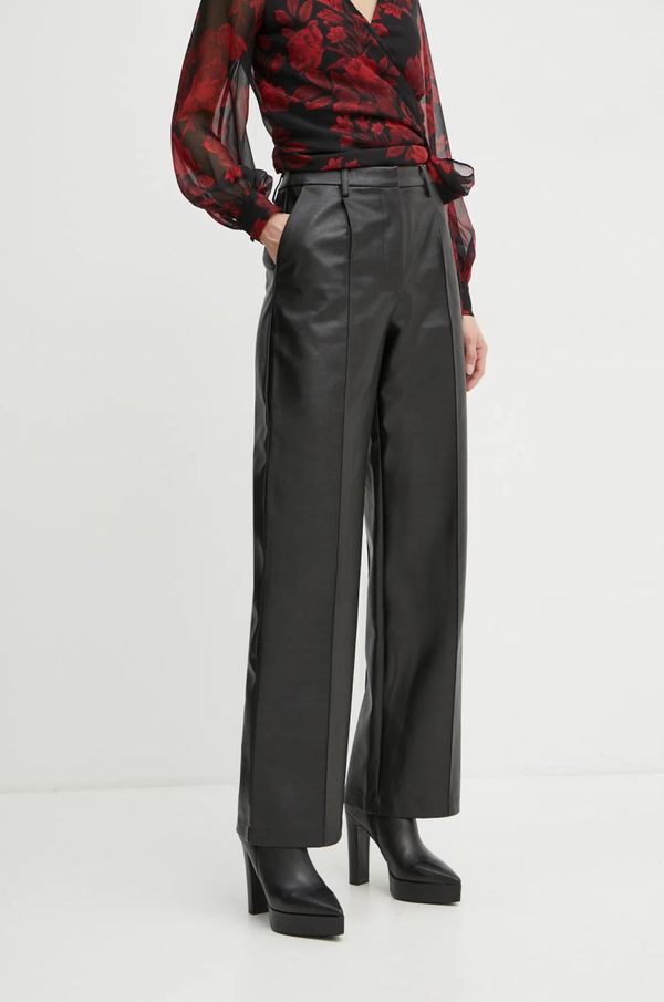 Bardot Kožne hlače Bardot SEDONA za žene, boja: crna, široke, visoki struk, 59507PB