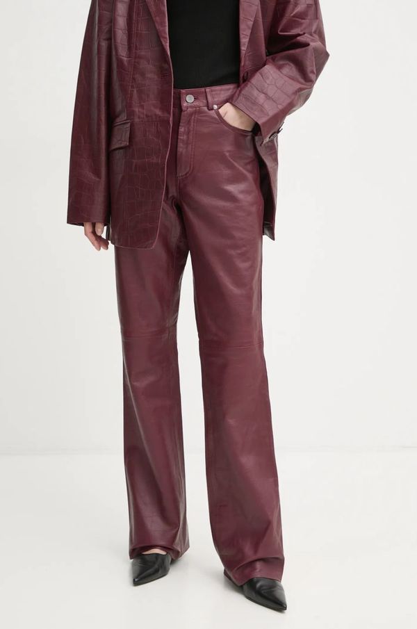 Gestuz Kožne hlače Gestuz za žene, boja: crvena, ravni kroj, visoki struk, 10909798