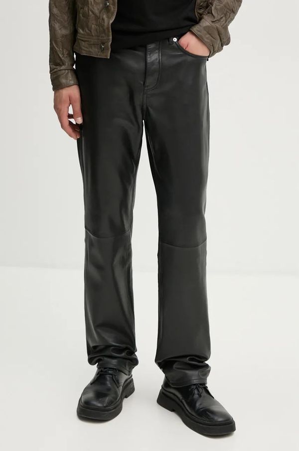 Zadig&Voltaire Kožne hlače ZADIG&VOLTAIRE za muškarce, boja: crna, ravni kroj, RMPA00017