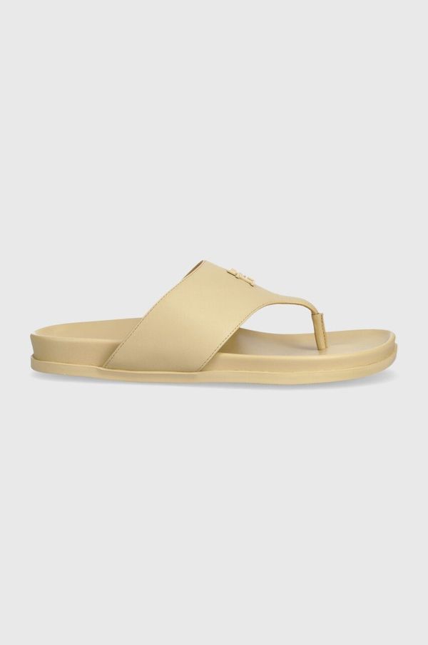 Tommy Hilfiger Kožne japanke Tommy Hilfiger THONG COMFORT SANDAL za žene, boja: bež, ravni potplat, FW0FW08042