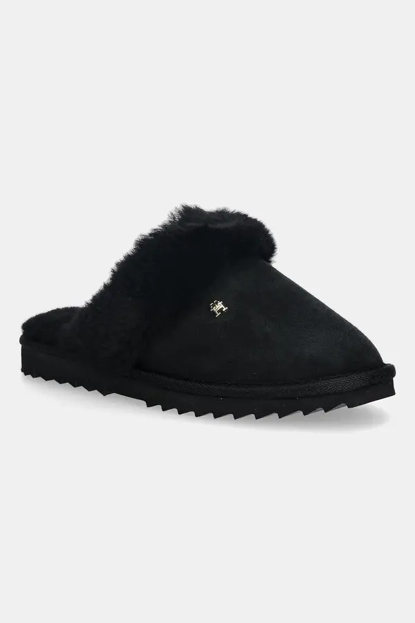 Tommy Hilfiger Kožne kućne papuče Tommy Hilfiger TH SHEARLING HOUSE SHOE