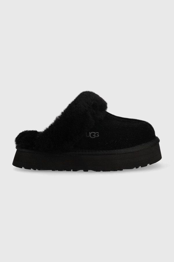 Ugg Kožne kućne papuče UGG Disquette W W Disquette, boja: crna, 1122550.BLK