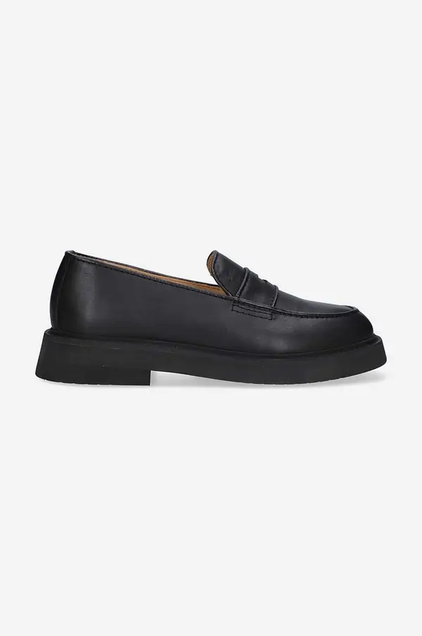 A.P.C. Kožne mokasinke A.P.C. Mocassins Gael za žene, boja: crna, ravni potplat, PXBAA-F53276 BLACK