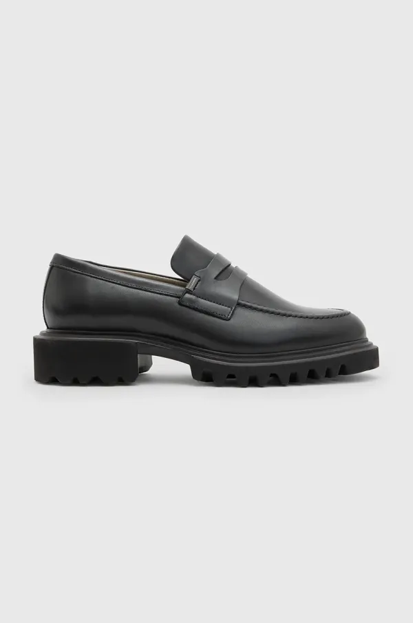 AllSaints Kožne mokasinke AllSaints Lola Loafer za žene, boja: crna, s platformom, W102FB