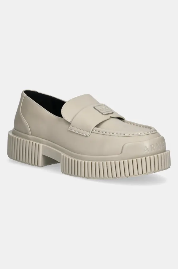 Armani Exchange Kožne mokasinke Armani Exchange za žene, boja: bež, s platformom, XDA006 XV874 00578