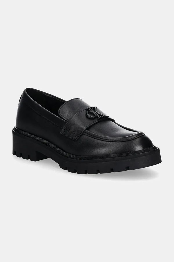 Calvin Klein Jeans Kožne mokasinke Calvin Klein Jeans FLATFORM LOAFER HW MG LTH za žene, boja: crna, s platformom, YW0YW01682