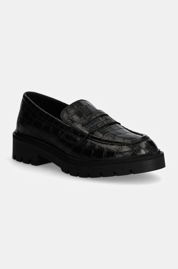 Calvin Klein Jeans Kožne mokasinke Calvin Klein Jeans FLATFORM LOAFER MG CROC LTH za žene, boja: crna, s platformom, YW0YW01680