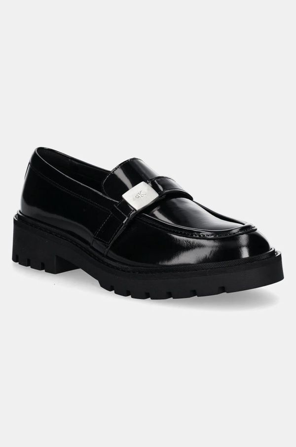 Calvin Klein Jeans Kožne mokasinke Calvin Klein Jeans FLATFORM SHOE DRIVER HDW za žene, boja: crna, ravni potplat, YW0YW01657
