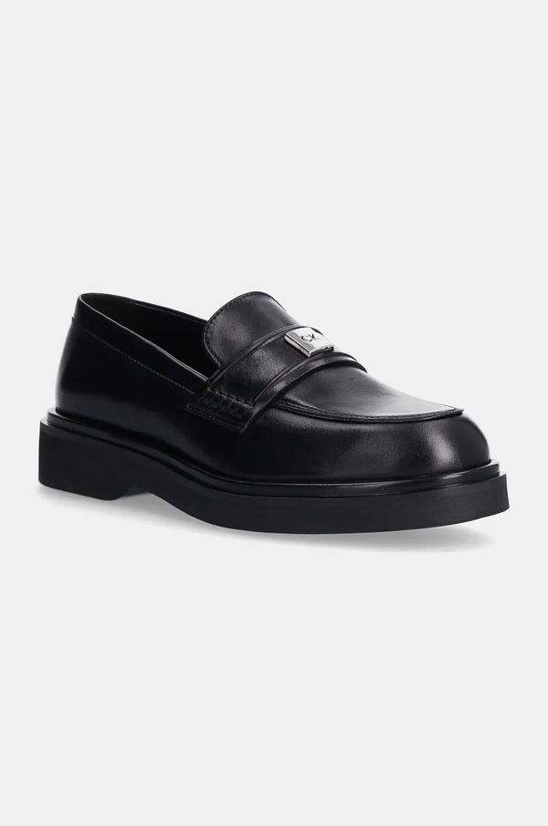Calvin Klein Kožne mokasinke Calvin Klein LOAFER W/HW LTH za žene, boja: crna, s platformom, HW0HW02182