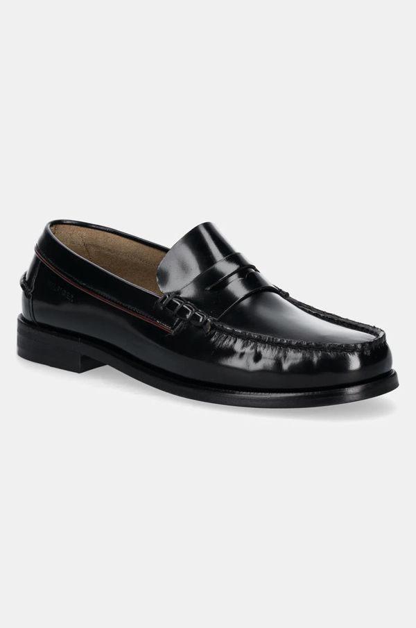 Tommy Hilfiger Kožne mokasinke Tommy Hilfiger CLASSIC HILFIGER LEATHER LOAFER za muškarce, boja: crna, FM0FM05362