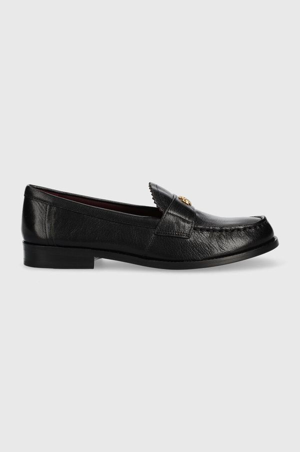 Tory Burch Kožne mokasinke Tory Burch CLASSIC LOAFER za žene, boja: crna, ravni potplat, 150907-006
