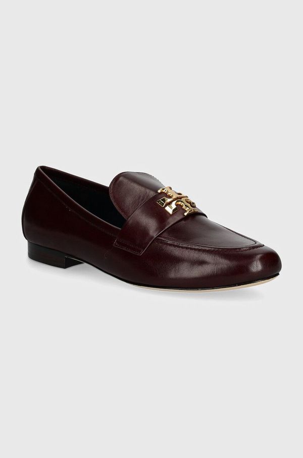 Tory Burch Kožne mokasinke Tory Burch Eleanor Loafer za žene, boja: bordo, ravni potplat, 158204-500