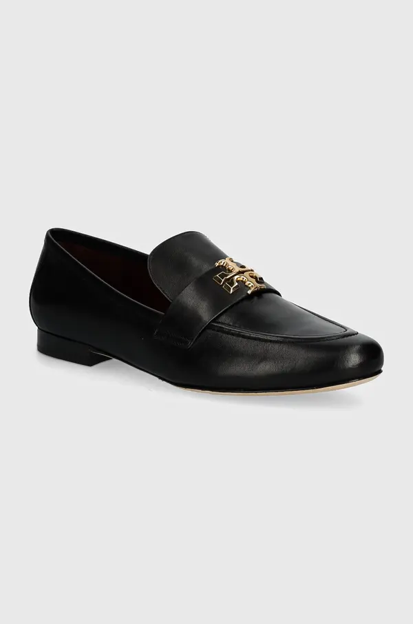 Tory Burch Kožne mokasinke Tory Burch Eleanor Loafer za žene, boja: crna, ravni potplat, 158204-006