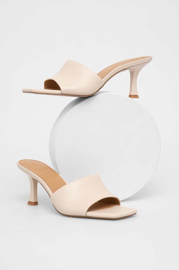 Answear Lab Kožne natikače Answear Lab za žene, boja: bež, s tankom potpeticom