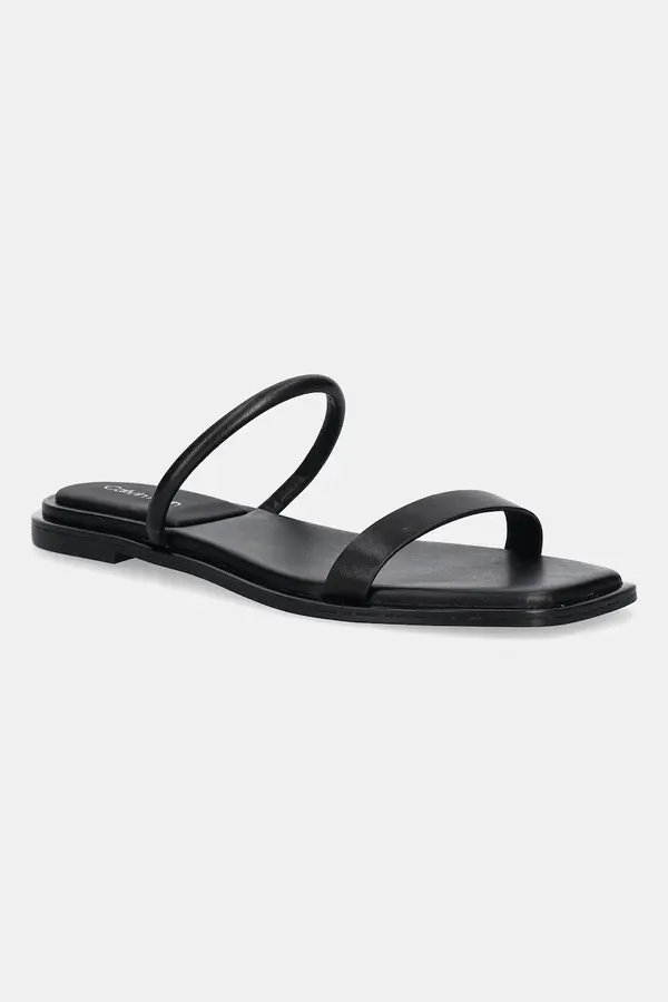 Calvin Klein Kožne natikače Calvin Klein FLAT SANDAL SQUARED 2-BAR LTH