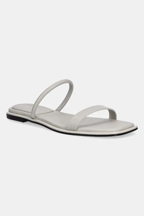 Calvin Klein Kožne natikače Calvin Klein FLAT SANDAL SQUARED 2-BAR LTH