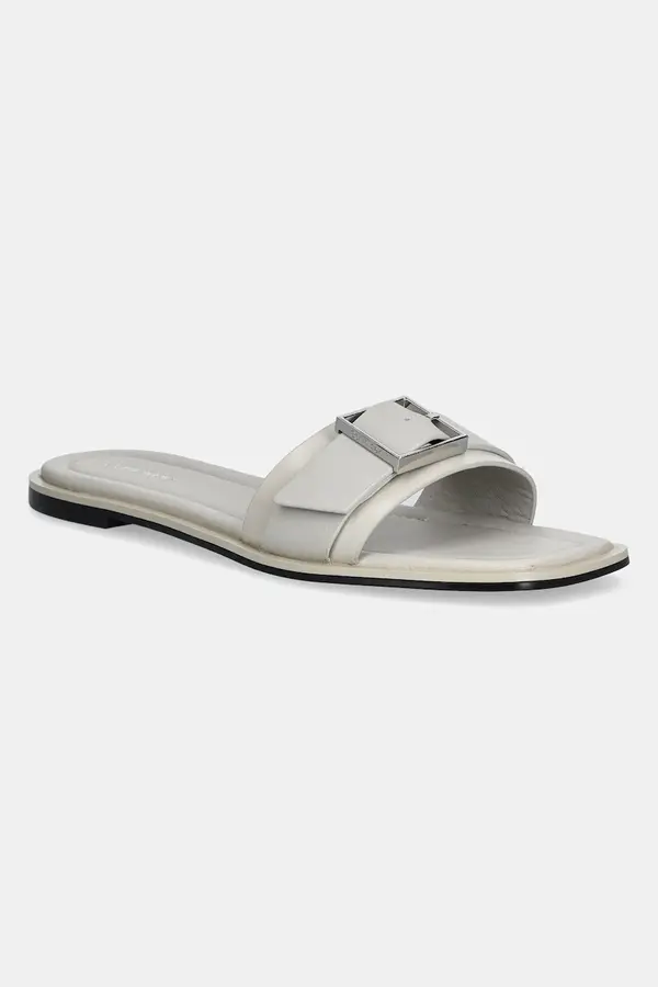 Calvin Klein Kožne natikače Calvin Klein FLAT SLIDE W/BUCKLE - LTH
