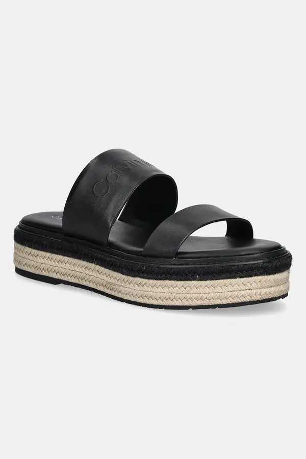 Calvin Klein Kožne natikače Calvin Klein FLATFORM WEDGE SLIDE - HE