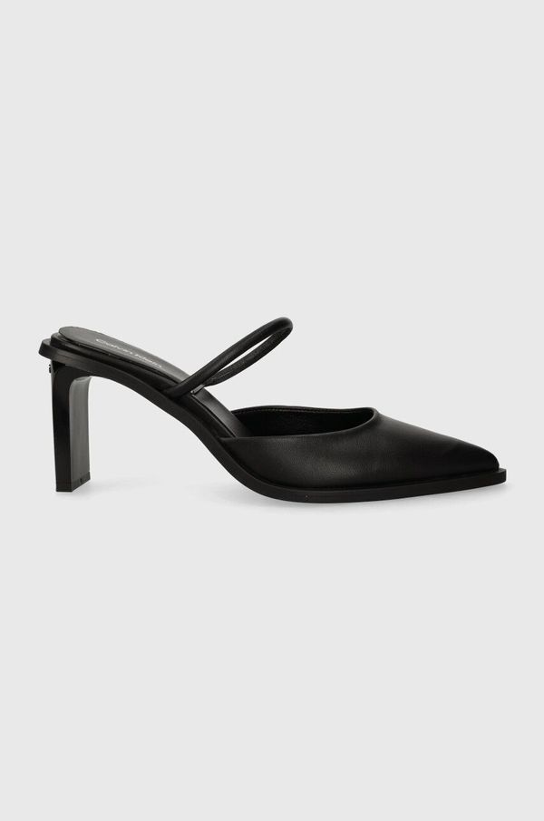Calvin Klein Kožne natikače Calvin Klein PADDED CURVED STIL MULE PUMP 70 za žene, boja: crna, s debelom potpeticom, HW0HW01991