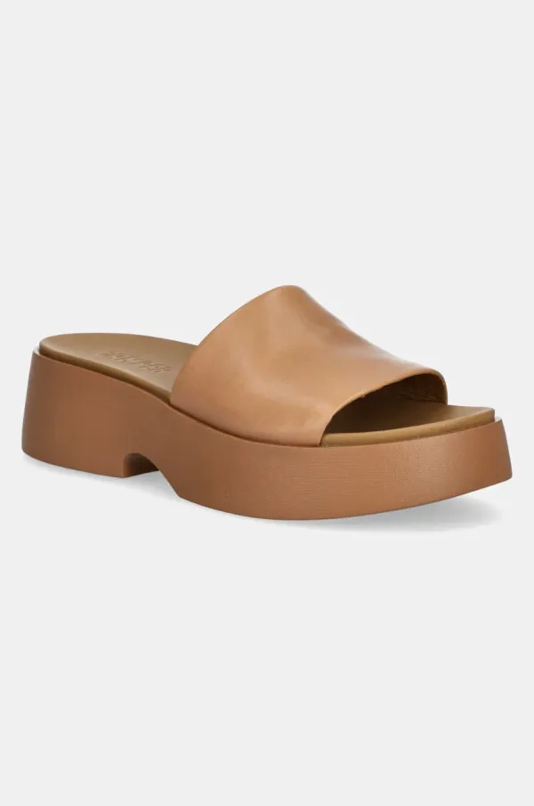 Camper Kožne natikače Camper Tasha za žene, boja: bež, s platformom, K201797-002