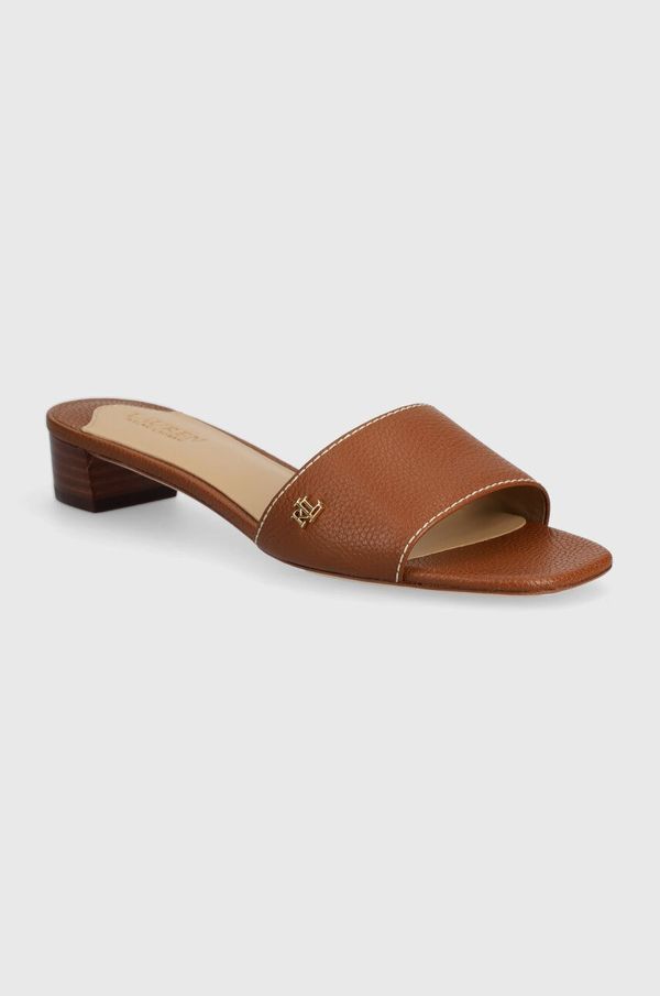 Lauren Ralph Lauren Kožne natikače Lauren Ralph Lauren Fay za žene, boja: smeđa, s debelom potpeticom, 802925259003