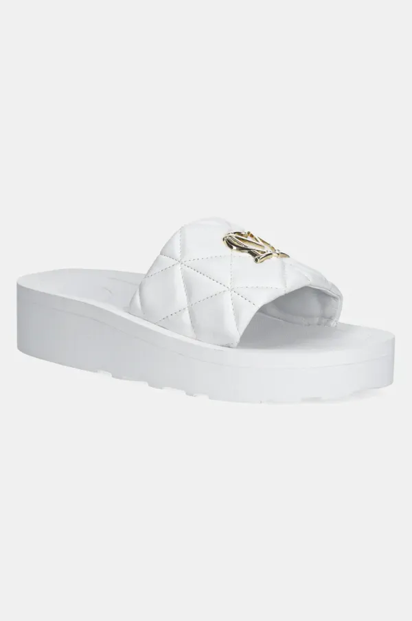 Love Moschino Kožne natikače Love Moschino za žene, boja: bijela, s platformom, JA28014I1MIE0100