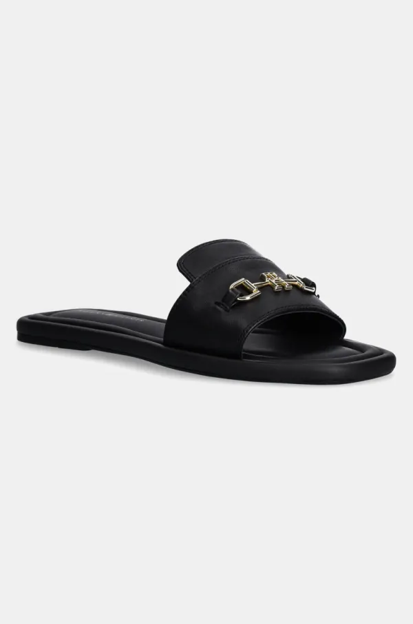Tommy Hilfiger Kožne natikače Tommy Hilfiger LEATHER HORSEBIT MULE za žene, boja: crna, FW0FW08420