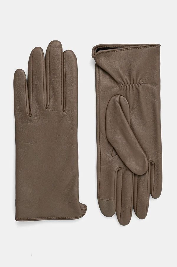 Boss Kožne rukavice BOSS za žene, boja: siva, 50526613