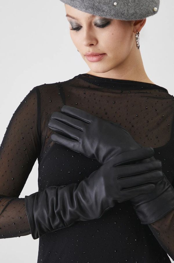 Medicine Kožne rukavice Medicine za žene, boja: crna